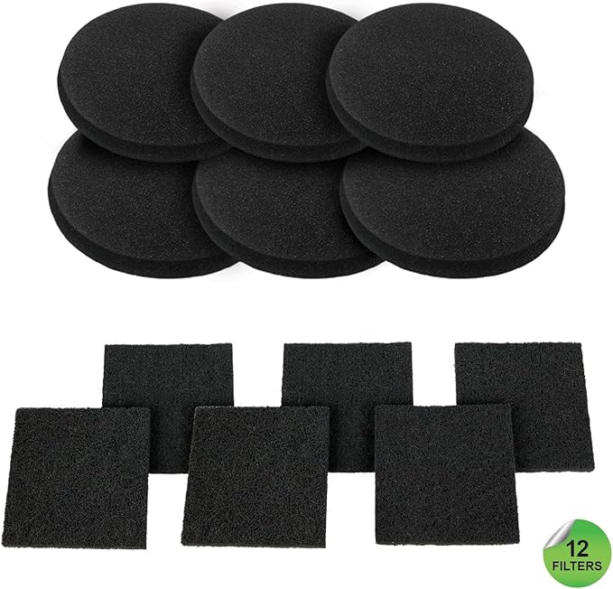 12 Pieces Counter Top Activated Carbon Compost Bin Filters - Extra Thick Indoor Pail Replacement Charcoal Caddy Filters Refill, 0.4" Thickness