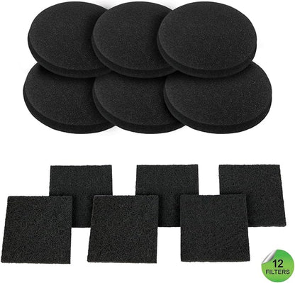 12 Pieces Counter Top Activated Carbon Compost Bin Filters - Extra Thick Indoor Pail Replacement Charcoal Caddy Filters Refill, 0.4" Thickness