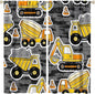 Kids Construction Excavator Window Curtains, Yellow Excavator Transporter Truck Cartoon Vehicles Rod Pocket Decorative Window Curtain for Children Teens Room 63x63in (30% Blackout)