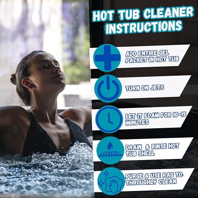Ahh-Some - Hot Tub Serum Cleaner Sachet | Clean Pipes & Jets Gunk Build Up | Clear & Soften Water for Hot Tub, Jetted Tub, Swim Spa | Top Clarifier Up to 450 Gallons of Water (One Time Use Only)