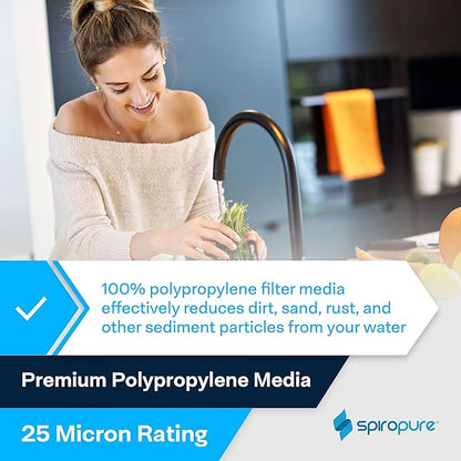 SpiroPure Inline Sediment Water Filter with 1/4" Quick-Connect, 2" x 10" (Case of 25)