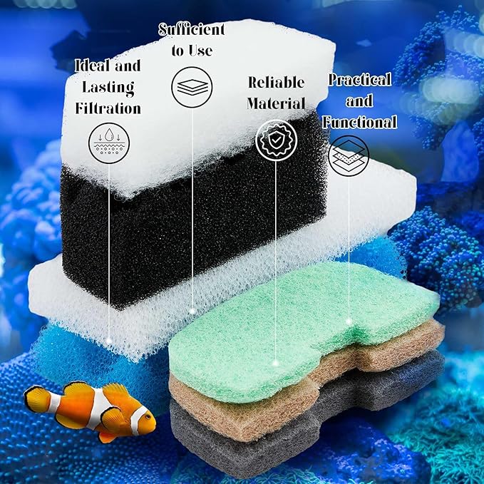 50 Pcs Compatible with Fluval 206/207 Filter Media Canister Filter Maintenance & Replacement Kit, Bio-Based Foam, Activated Carbon, Ceramic Rings, Microfiber Rags, Mesh Bags, Silicone Lube
