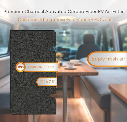 RV Premium Charcoal Activated Carbon Fiber Air Conditioner Filter - Air Duct AC Carbon Filter Replacement for RV AC Vent (2 Pack, 14" x 7.5")