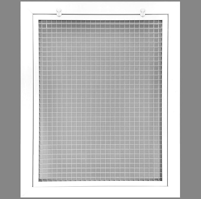 HVAC Premium 22'' x 18'' Cube Core Eggcrate Return Air Filter Grille for 1'' Filter - Aluminum - White [Outer Dimensions: 24.5'' x 20.5]