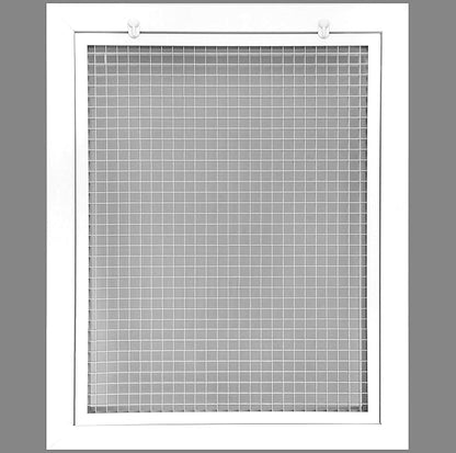 HVAC Premium 22'' x 18'' Cube Core Eggcrate Return Air Filter Grille for 1'' Filter - Aluminum - White [Outer Dimensions: 24.5'' x 20.5]