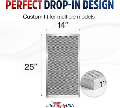 14x25x1 Electrostatic Air Filter, MERV 8, Washable, Reusable Furnace AC/HVAC Filter, Energy Saving, Easy to Clean, Long-Lasting by LifeSupplyUSA