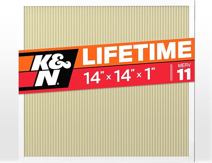 K&N 14X14X1 HVAC Furnace Air Filter, Lasts a Lifetime, Washable, Merv 11, the Last HVAC Filter You Will Ever Buy, Breathe Safely at Home or in the Office, HVC-11414