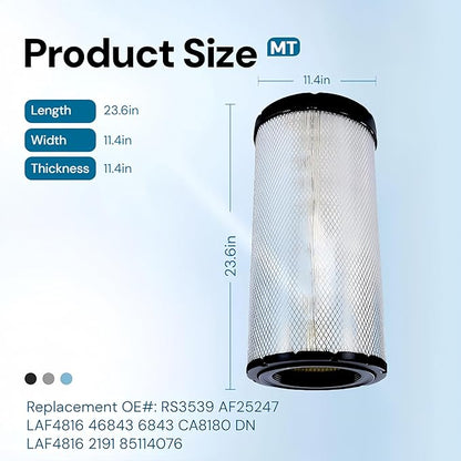 AF25247 Air Filter Compatible with Select semi Truks. Replacement OE#: 5839AF25247 3076CA8180 ABPN10GAF25247 BNP534816 EAF5100 DNP534816 85114076