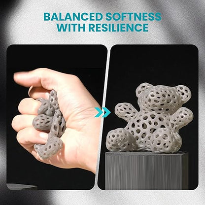 SUNLU Flexible 3D Printer Resin 2KG, 66A 3D Printing Resin for Printing Soft and Flexible Items, Bendable and Not Brittle, Fast Curing 405nm UV Photopolymer Resin. (2000G Gray)