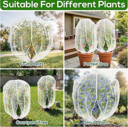 2PCS 4 x 5 ft Fruit Tree Netting Cover with Zipper and Drawstring,Garden Insect Netting Plant Cover Transparent Bird Plant Barrier Flower Fruit Mesh Screen for Preventing Deer Squirrel Bug