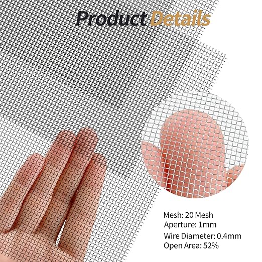 4 Pack 304 Wire Mesh Screen,11.8"X8.2" Heat-Resisting Metal Mesh, 20 Mesh Stainless Steel Mesh,Durable and Rustproof for Ventilation, Filtration, and Pest Filters