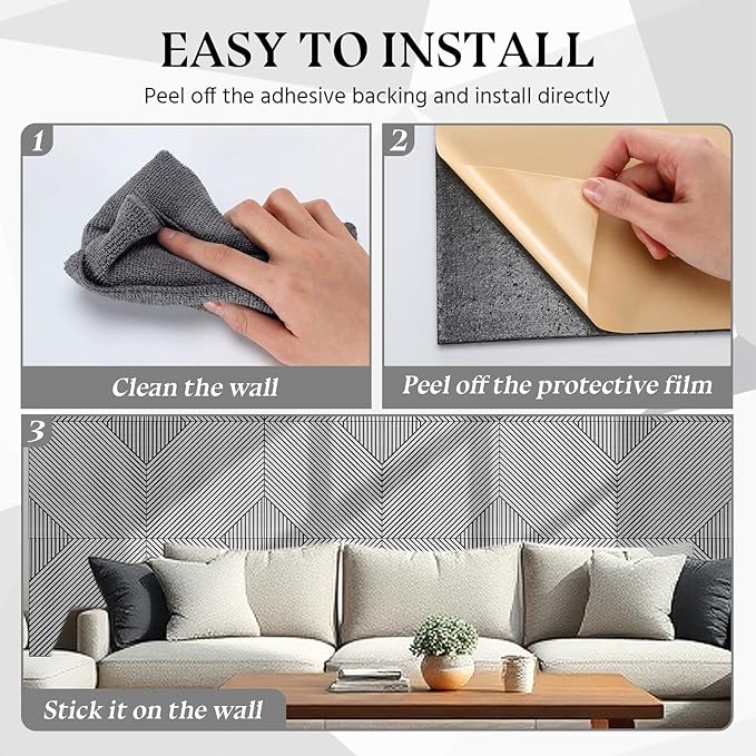 6 Pack Large Acoustical Wall Panels 23.6 x 23.6 Inches Acoustic Peel and Stick Self Adhesive 3D Wall Panel Sound Absorbing Art Decorative Acoustic Panel for Interior and Ceilings Soundproof