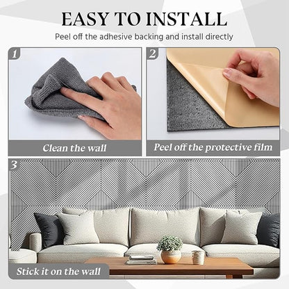 6 Pack Large Acoustical Wall Panels 23.6 x 23.6 Inches Acoustic Peel and Stick Self Adhesive 3D Wall Panel Sound Absorbing Art Decorative Acoustic Panel for Interior and Ceilings Soundproof