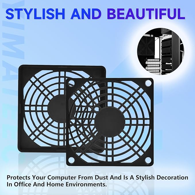 Dust Filter PC 80mm Cooling Fan Filter Dustproof Cover, 2 Pack PC Case Fan Grill ABS Protective Dust Guard Mesh Cover with Screws for Computer Case Cooling Fans, Effective Dust Protection