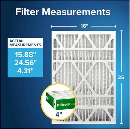 Filtrete 16x25x4 AC Furnace Air Filter, MPR 700, MERV 8, Fits Lennox & Honeywell Device, Capture Dust, Pollen & Pet Dander, Electrostatic Air Cleaning Filter, 2-Pack (actual size 15.88x24.56x4.31 in)