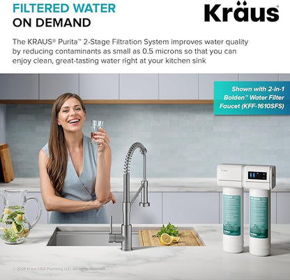 KRAUS Purita 2-Stage Under Sink Water Filtration System with Digital Display Monitor, FS-1001