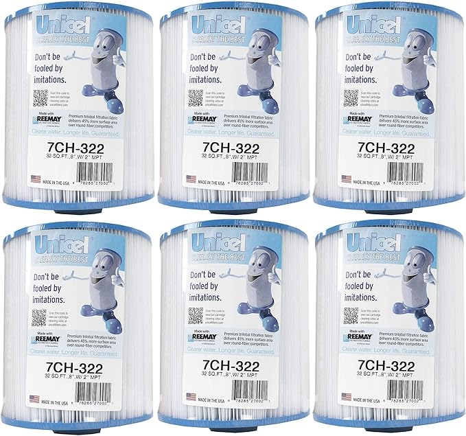 Unicel 7CH-322 32 Square Foot Media Replacement Hot Tub Spa Filter Cartridge with 275 Pleats (6 Pack)