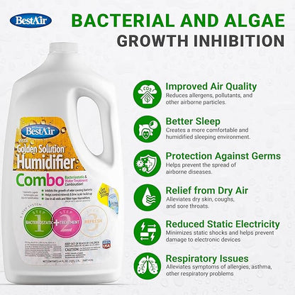 Bacteriostatic Humidifier Water Treatment– Extend Filter Life Eliminate Odors & Prevent Bacterial Growth – Compatible with All Cool Mist & Warm Mist Humidifiers – 64 oz Easy Pour Bottle (2 pack)