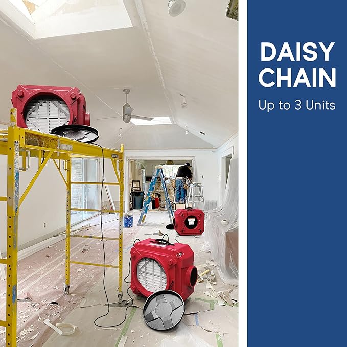 AlorAir CleanShield HEPA 550 - Heavy Duty Commercial Air Scrubber HEPA Filter System, 25' Power Cord with Lighted End and Roto-Molded Unbreakable Housing Air Cleaner, cETL Listed, Red (Pack of 8)