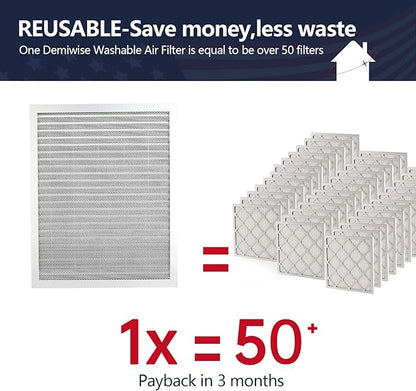 MERV 8 24x30x1 Lifetime Air Filter, Washable Electrostatic Aluminum AC/HVAC Furnace Filter, Reusable Permanent Air Filter,Easy to Clean, Healthier Home or Office(Actual Size:23.75x29.5x0.86）