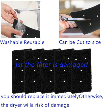 5Pcs 481010716911Dryer Filters 5-Hole Design (Dimensions: 230 x 115 x 14MM) for Bauknecht Privileg Whirlpool HX 481010716911 Heat Pump Dryers, Condensing Dryer Sponge Filter Pad