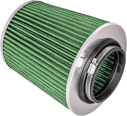 Mortar Aftermarket Auto Air Filter Replacement - Car Enthusiast Class Universal Cold Air Intake Gulps in More Air for More Engine Power & Passionate Induction Sound, 2.75 In, Green
