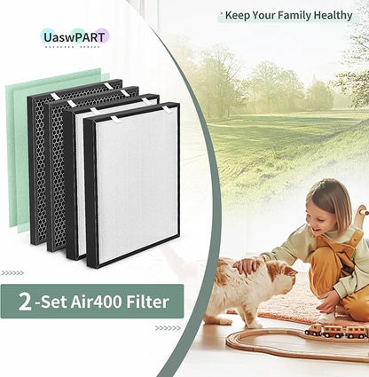 Air400 Filter Compatible with Bissell Air400 Air Pu-rifier Filter Replacement 2479 Series, Compared to Part# 2521, 2520, 3365, 2 H13 True HEPA (2521) +2 Carbon Filters (2520) +2 Pre-Filters