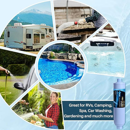 POOLPURE Garden Hose Water Filter for Filling Hot Tub, Pool, Spa, Reduces Chlorine, Heavy Metals, Odor, Pre Filter Ideal for Organic Gardening, Farming, Fits Any Standard 3/4" Garden Hose Thread