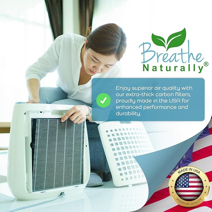 Breathe Naturally - Hapf600 HEPA Carbon Filter Replacement for Holmes Air Purifiers - High Efficiency Carbon Air Cleaner Filters - Compatible with Holmes HAPF600 Series - (2 Pack Carbon Filter C)