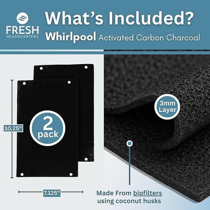 2-Pack Activated Carbon Charcoal Microwave Hood Filters - 10.25" x 7.125" Microwave Hood Filters - Compatible with Whirlpool WML55011HS & WML75011HZ Low‑Profile Models, Made in USA