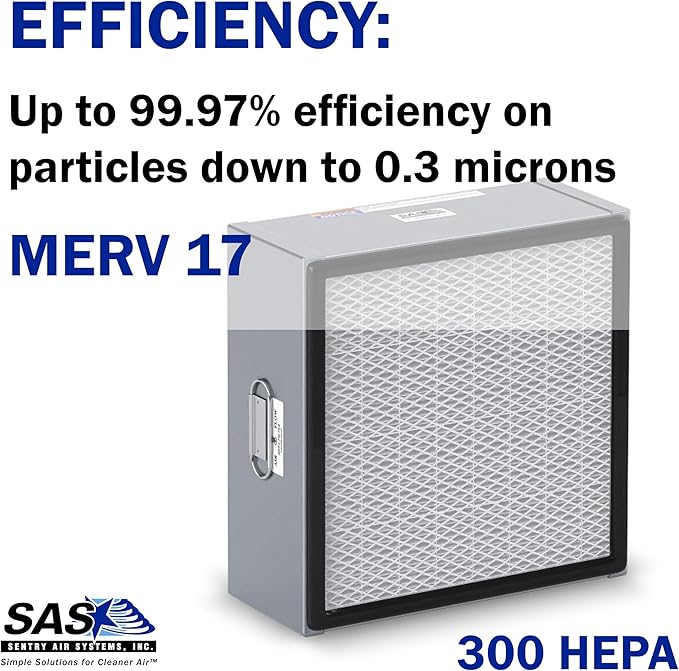 HEPA Filter for Model 300 Sentry Air Systems – MERV 17 Air Filter for Fume Extractors, Fume Hoods, Portable Clean Rooms, and Air Cleaners – 99.97% efficiency down to 0.3 microns