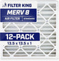 Filter King 13.5x13.5x1 Air Filter | 12-PACK | MERV 8 HVAC Pleated A/C Furnace Filters | MADE IN USA | Actual Size: 13.5 x 13.5 x .75"