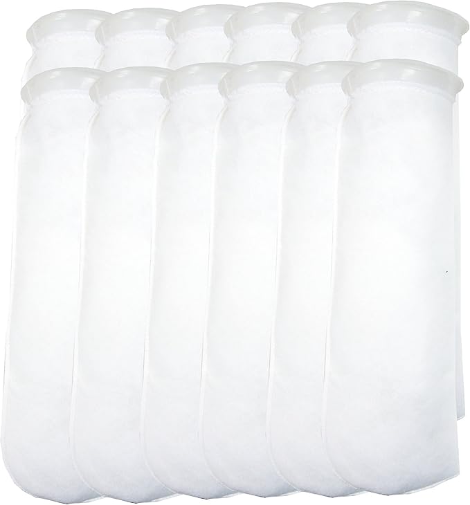 12 Pack - 4 Inch Ring Filter Socks 200 Micron - Aquarium Felt Filter Bags -4 Inch Ring by 16 Inches Long [Long Version] - Fits Eshopps and Aqueon - 12 Pack