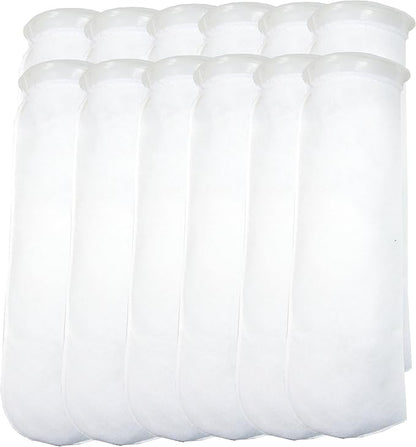 12 Pack - 4 Inch Ring Filter Socks 200 Micron - Aquarium Felt Filter Bags -4 Inch Ring by 16 Inches Long [Long Version] - Fits Eshopps and Aqueon - 12 Pack