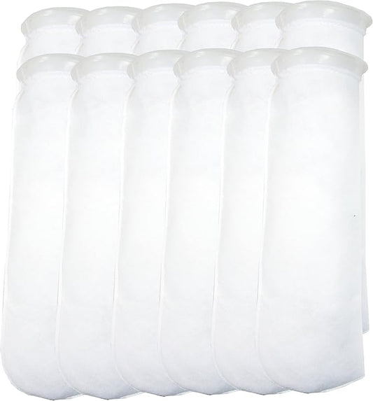 12 Pack - 4 Inch Ring Filter Socks 200 Micron - Aquarium Felt Filter Bags -4 Inch Ring by 16 Inches Long [Long Version] - Fits Eshopps and Aqueon - 12 Pack