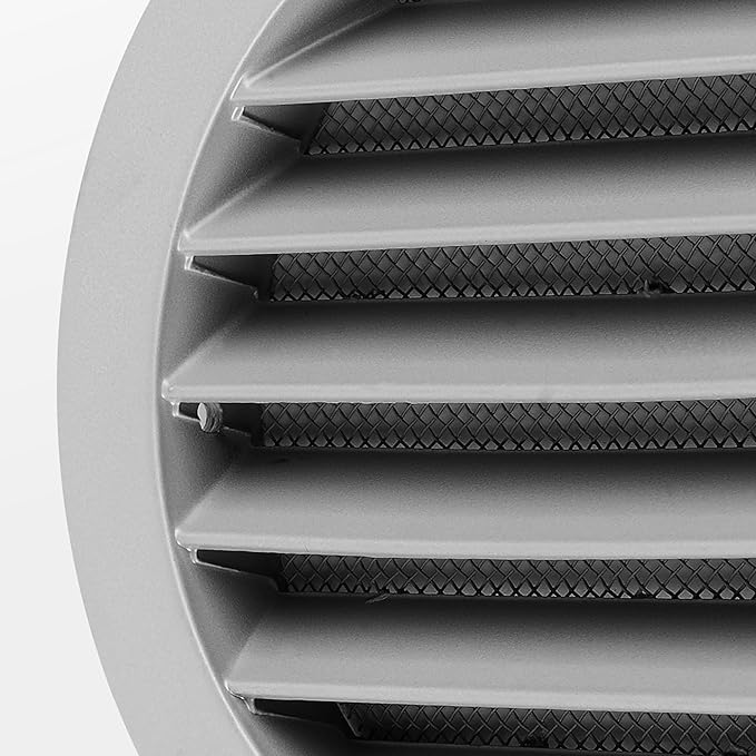 calimaero® WSGG 5" Inch Gray Round Metal Air Vent Grill Cover Flat Louver with Fly Screen Fits Only with Metal Ducts