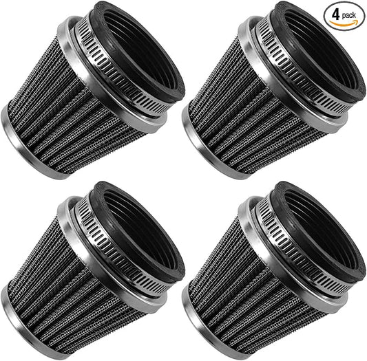 52mm Cold Air Intake Filter for Motorcycle Turbo Vent Breather Air Intake Black- 4Pcs
