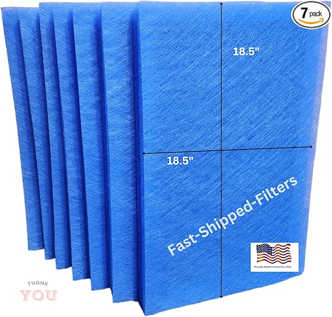 Fast-Shipped-Filters 7 Pack Replacement Filter Pads Compatible with MicroPower Guard One Hour Air Cleaner Refill Blue (7, Blue, 20x21)