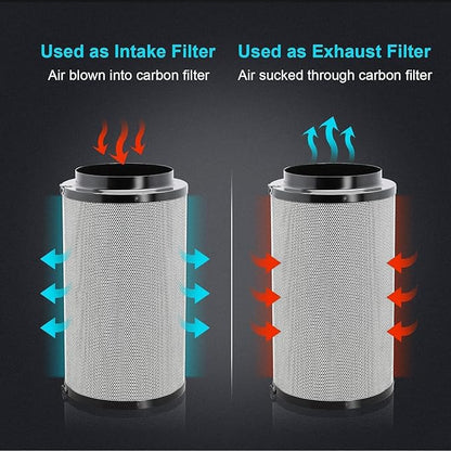 iPower 4" Air Carbon Filter for Inline Duct Fan, Intake and Exhaust Fans, with Premium Australia Virgin Charcoal, Black