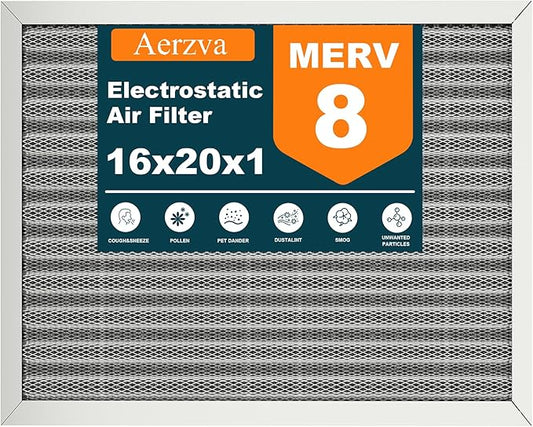 16x20x1 Reusable Air Filter, Washable, MERV 8, Permanent Electrostatic Air Filter, Lasts a Lifetime, Breathe Safely at Home or in the Office