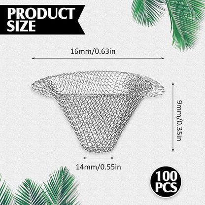 Funrous Stainless Steel Screens 3/4 Inch Conical Design Bowl Screen Filters Metal Filters Screens Filters, Adjustable Size(100 Pcs)