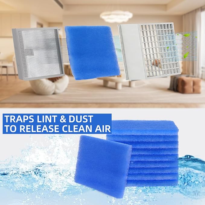 12-Pack Dryer Filter Replacement, Compatible with Better Vent Indoor Dryer Vent,Double Layer Filtration,Polyester Filters