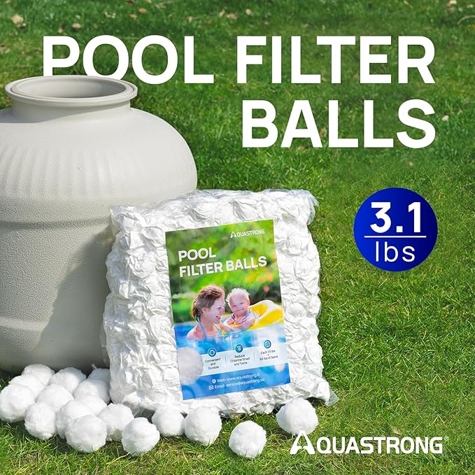 AQUASTRONG Pool Filter Balls for Sand Filters, 3.1 lbs Reusable Pool Sand Filter Balls (Replaces 100 lbs of Sand), Efficient Water Filtration Pool Filter Balls for Swimming Pools, Filter Pumps