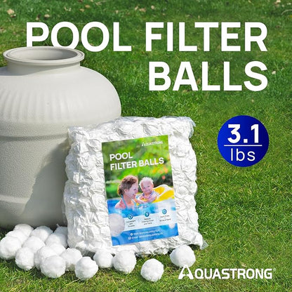 AQUASTRONG Pool Filter Balls for Sand Filters, 3.1 lbs Reusable Pool Sand Filter Balls (Replaces 100 lbs of Sand), Efficient Water Filtration Pool Filter Balls for Swimming Pools, Filter Pumps