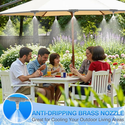 40FT Misters for Outside Patio - 9 Mist Nozzles & 3/4'' Adapter, Water Misters for Cooling Outdoor, Easy to Install, Misting System for Patio, Pool, Garden, Waterpark, Trampoline, Greenhouse