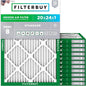 Filterbuy 20x24x1 Air Filter MERV 8 Essential Dust & Allergy Defense (12-Pack), Electrostatic Pleated HVAC AC Furnace Filters Replacement, Made in USA (Actual Size: 19.38 x 23.38 x 0.75)