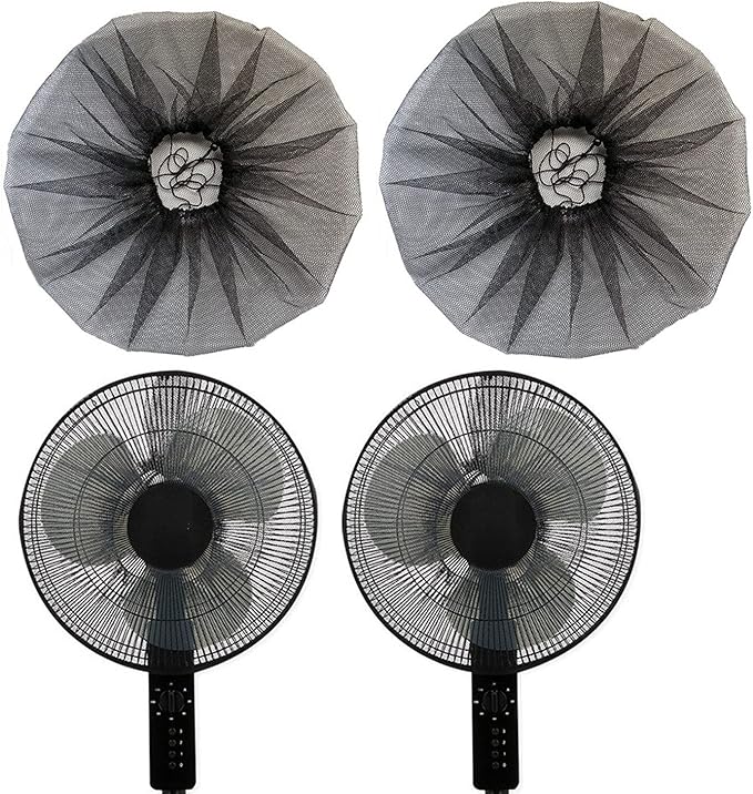 2 Pack - 18" Fan Safety Protection Cover,Kid Children Baby Finger Protect Fan Net Guard,Washable Pedestal Fans Dustproof Covers,Summer Fans Safety Dust Covers,Perfect for Parents of Toddlers (Black)