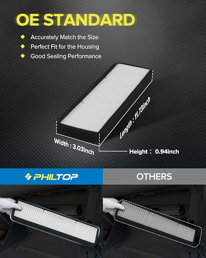 PHILTOP Cabin Air Filter w/Activated Carbon, Compatible with Model3 Tesla 3 2018-2020, Carbon Filter Up Dust Pollen Odor