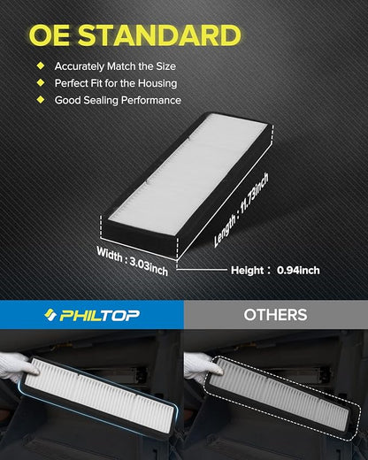 PHILTOP Cabin Air Filter w/Activated Carbon, Compatible with Model3 Tesla 3 2018-2020, Carbon Filter Up Dust Pollen Odor