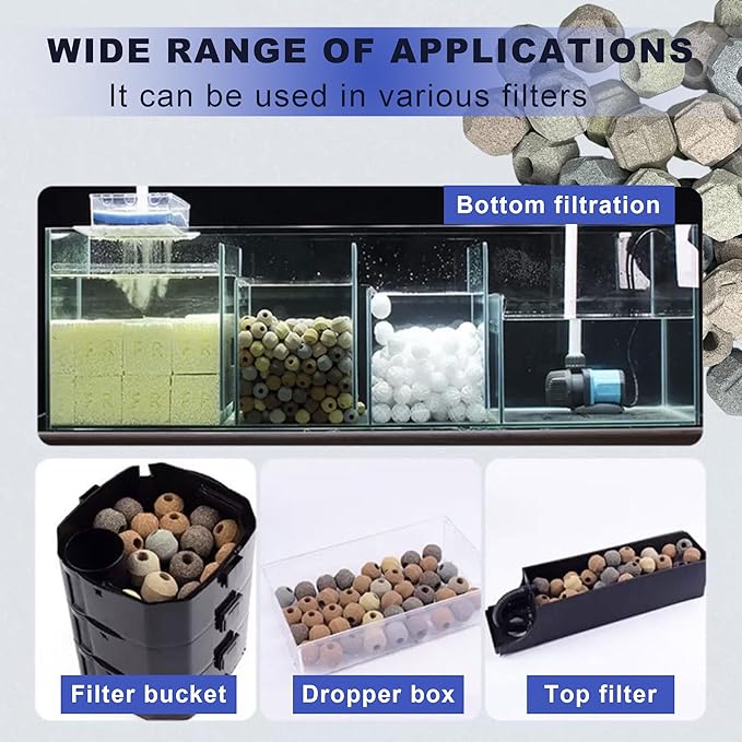 Fish Tank Bio Media - 1000g, 2.2lb Bio Balls for Aquarium Filter & Pond | Biological Filter Media for Freshwater | Nitrogen Removing Bio Spheres | Aquarium Ceramic Media,with Filter Media Bag